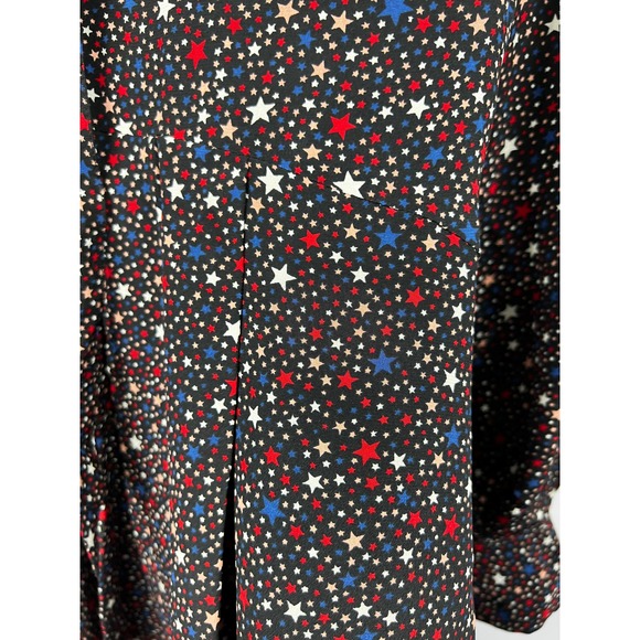 Madewell Women's Dress 2 Silk Balsam Tie Neck Mini Bow Pleated Starry‎ Black - Picture 7 of 11